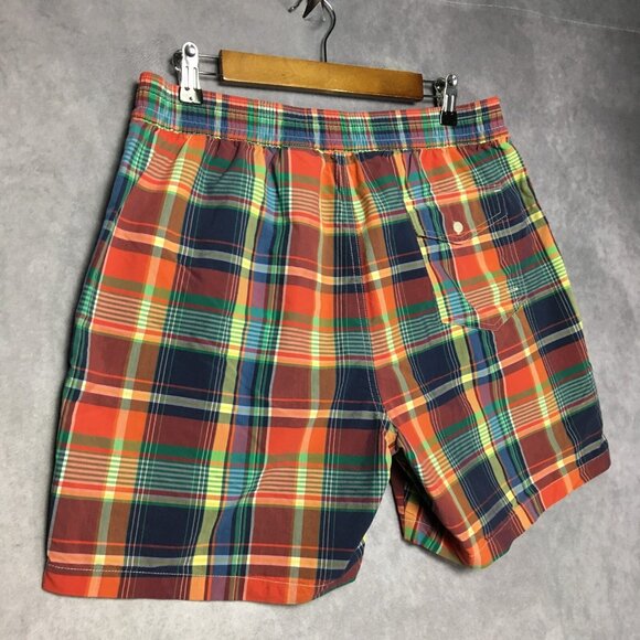 Polo RL Mens Plaid Swim Trunk Shorts size Large Red Green Mesh Inner Briefs - Picture 6 of 15